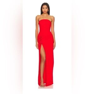 Amanda Uprichard X Revolve Wolfe Elegant Crimson Red Evening Gown